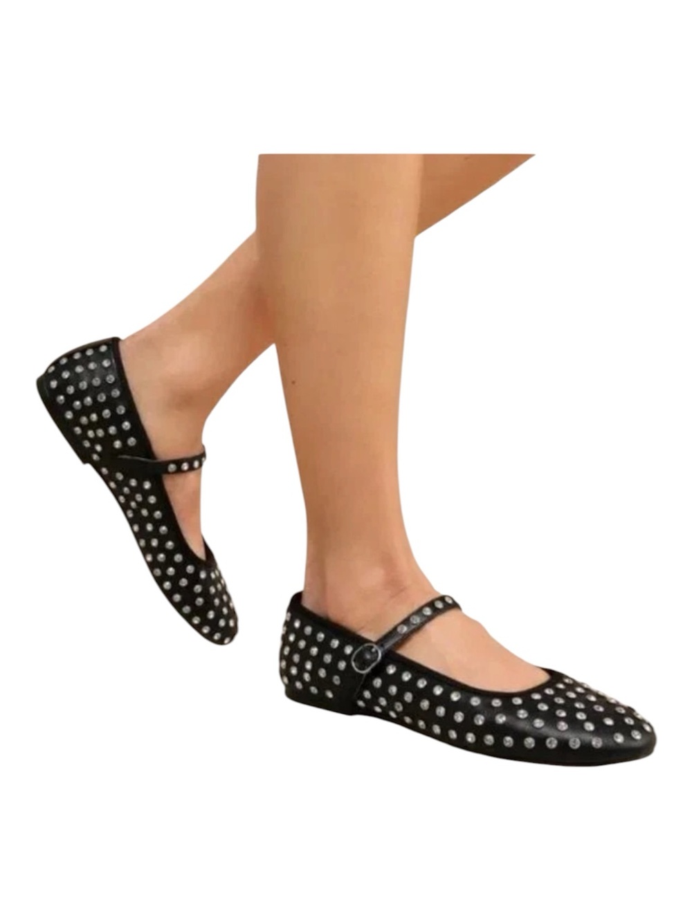 House of Harlow 1960 Black Studded Mary Jane Flats Size 8,5M NWOT